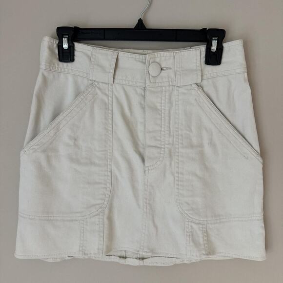 nanette lepore cream corduroy mini skirt utility pockets size 2 - Picture 1 of 7